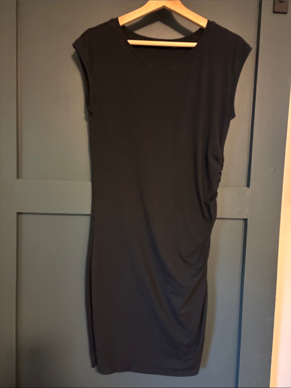 Athleta Black Sleeveless Dress with Side Ruching